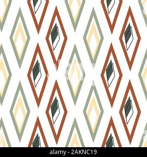 Diamond Rivers, off center diamonds in rows, seamless vector repeat green, yellow and copper. seamless vector repeat Stock Vector