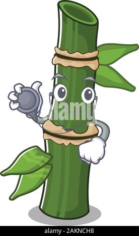 Smart and cool bamboo cartoon character in a Doctor with tools Stock Vector