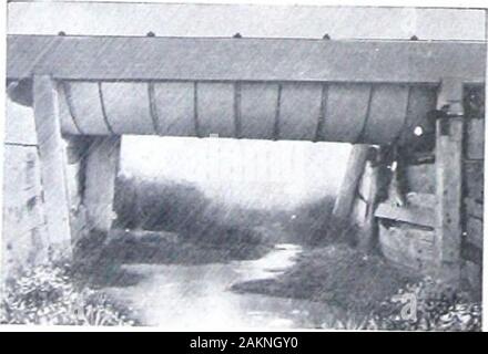 Apollo best bloom and Appollo-keystone copper steel galvanized sheets . -. Flume erected at Kimball. Nebraska, in 1901. In perfectcondition when photographed after 12 years. Stock Photo