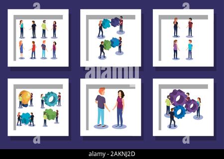 designs set teamwork with people and icons Stock Vector Image & Art - Alamy