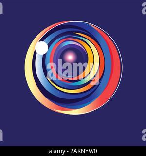 Lovely vector multicolored abstract round element on blue background Stock Vector
