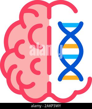 Brain Molecule Icon Vector Outline Illustration Stock Vector