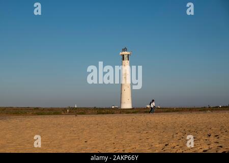 Lighthouse on Jandia Playa beach in Morro Jable, Jandia Peninsula,Fuerteventura, Canary Islands, Spain, Europe, Stock Photo