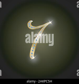 Shiny number '7' of gold and diamond. Vector Stock Vector