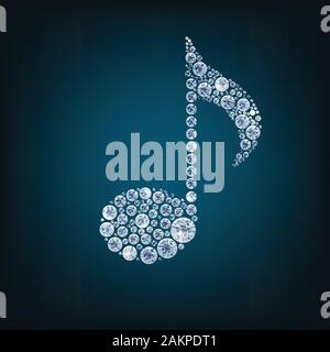 Music note with concept diamond. vector Stock Vector