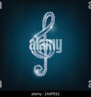 Treble clef  with concept diamond Stock Vector