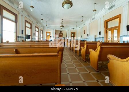 The Dalles, Oregon - April 22, 2016: A View from the Back of the Courtroom in the Wasco County Courthouse Stock Photo
