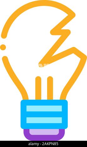 Wrecked Lightbulb Icon Vector Outline Illustration Stock Vector