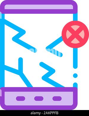 Wrecked Tablet Icon Vector Outline Illustration Stock Vector