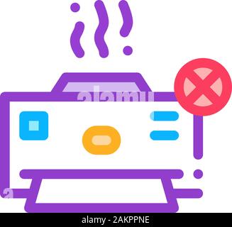 Broken Printer Icon Vector Outline Illustration Stock Vector