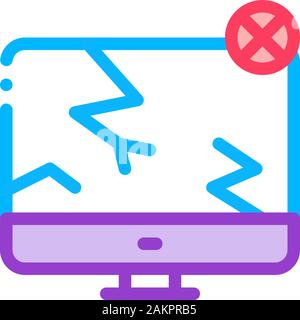 Wrecked Screen Icon Vector Outline Illustration Stock Vector
