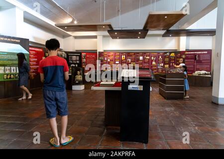 Jan 5, 2020 People viewing Museo ni Jose Rizal exhibits, Calamba, Philippines Stock Photo