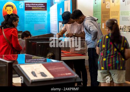 Jan 5, 2020 People viewing Museo ni Jose Rizal exhibits, Calamba, Philippines Stock Photo