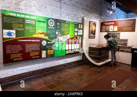 Jan 5, 2020 People viewing Museo ni Jose Rizal exhibits, Calamba, Philippines Stock Photo