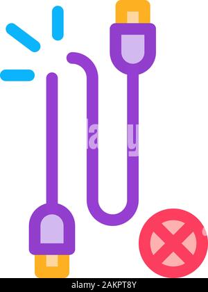 Cable Breakdown Icon Vector Outline Illustration Stock Vector