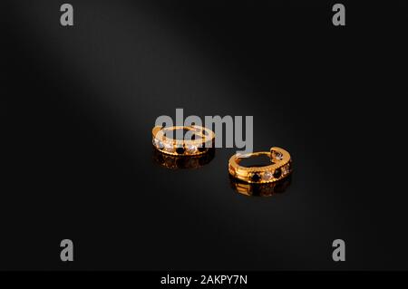 Earring Gold Jewelry Traditional With Stones Stock Photo