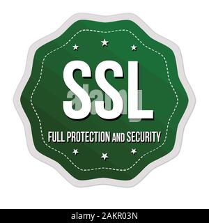 SSL full protection and security label or sticker on white background, vector illustration Stock Vector