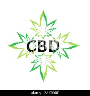 Marijuana icons cbd. Cannabinoid logo. Marijuana leaf oil. Hemp oil. Vector illustration on isolated background. Stock Vector