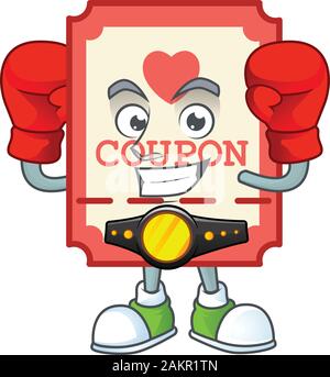 Happy Face Boxing red love coupon cartoon character design Stock Vector