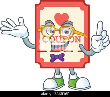 cartoon character of Geek red love coupon design Stock Vector