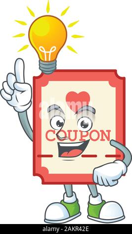 Have an idea gesture of red love coupon cartoon character design Stock Vector