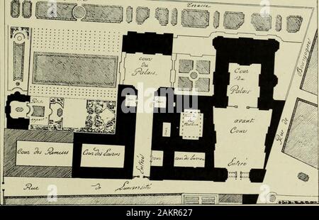 Les arts dans la maison de Condé . Le palais Bo.iinoN et lhôtel he L^ssav f.. ITTii au moment du mariage du duc de Bourbon, le prince de Condé abandonna le grandà la nouvelle duchesse, et sinstalla dans un des petits, dont le cabinet avait vue surla Seine. Le corps de bâtiment ne reçut aucune augmentation, et larchitecture exlé- Louis-Philippe Mouchy, agréé par lAcadémie Royale le 27 septembre 176G, avait été reçu le25 juin 1708. sur la présentation dune figure en marbre représentant un berger assis. — Louis-SimonBoizot, dont le père était membre de lAcadémie, lut agréé le 23 novembre 1771; i Stock Photo