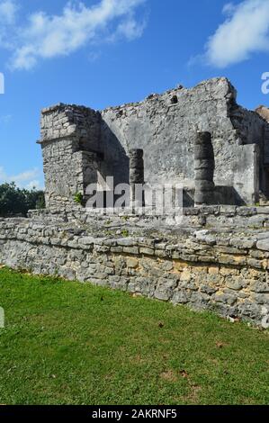 Tulum, pre-Columbian Mayan walled city which served as a major port for Coba, in the Mexican state of Quintana Ro Stock Photo