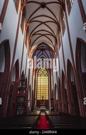 Interior of Gothic Cathedral of Saint Mary Magdalene on the Old Town of Wroclaw in Silesia region of Poland Stock Photo