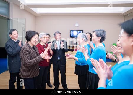 Beijing, China. 9th Jan, 2020. Chinese Vice Premier Sun Chunlan visits an elderly care center during a research tour to Changping District in Beijing, capital of China, Jan. 9, 2020. Credit: Zhai Jianlan/Xinhua/Alamy Live News Stock Photo