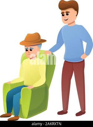 The guy next to the old man icon. Cartoon of the guy next to the old man vector icon for web design isolated on white background Stock Vector