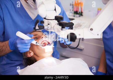 Young woman at the dentist Stock Photo