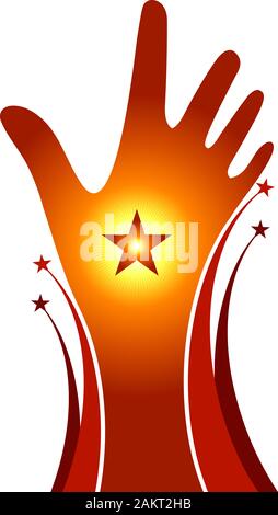 powerful hand logo Stock Photo