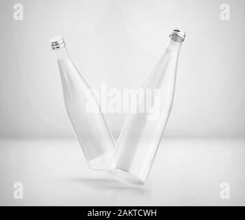 Download Blank White Glass Water Bottle Mockup Crystal Can With Cap Mock Up 3d Rendering Isolated On Light Background Ready For Your Design Stock Photo Alamy