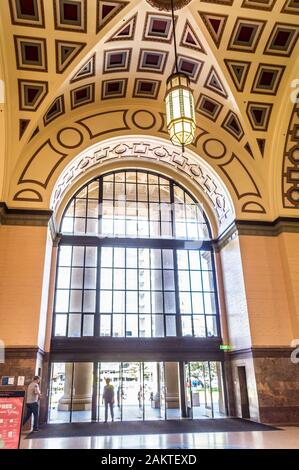 Wellington railway station interior, 1937, by W. Gray Young, neo ...