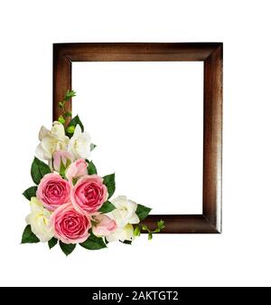 White Freesia On A Pink Wooden Background. Beautiful Flowers Stock 