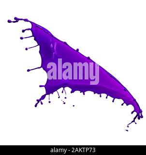 beautiful splashes of purple paint isolated on white background Stock Photo