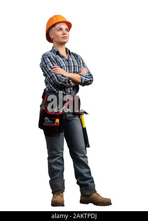 Attractive female engineer in hardhat Stock Photo