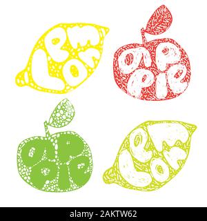 Lemon typography retro silhouette, great design for any purposes. Cartoon citrus fruit vector illustration, Silhouette design. Vector logo design Stock Vector