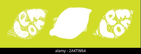 Lemon typography retro silhouette, great design for any purposes. Cartoon citrus fruit vector illustration, Silhouette design. Vector logo design Stock Vector