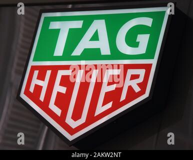 Gibraltar Gibraltar. 9th Jan 2020. TAG Heuer logo in Main Street