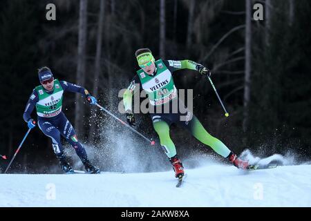 Val di Fiemme, Italy, 10 Jan 2020, jelen ozbej slo followed by pittin alessandro ita during FIS World Cup - Nordic Combined - Nordic Ski - Credit: LPS/Luca Tedeschi/Alamy Live News Stock Photo