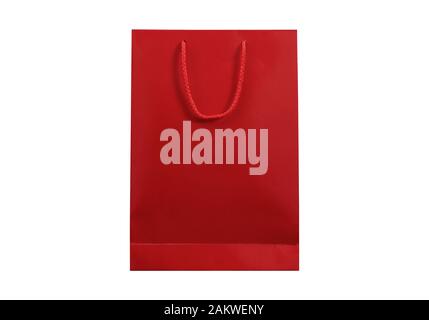 blank shopping craft paper bag mockup on isolated background. Fashion advertisement Stock Photo