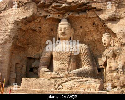 Giant Stone Buddha - Yungang Grottoes, Datong, China Stock Photo