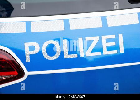 Detail Shot Of German Police Car Outdoors Stock Photo