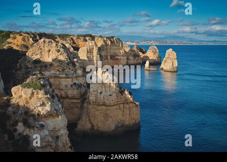 Photo of the coastline of Portugal at the sunset time Stock Photo