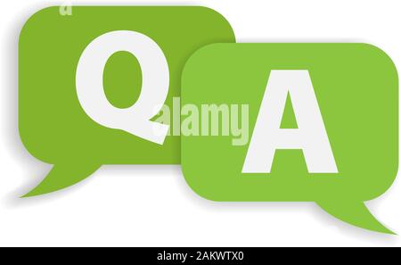 speech bubbles with Q and A isolated on white background vector illustration, frequently asked questions or questions and answers concept Stock Vector