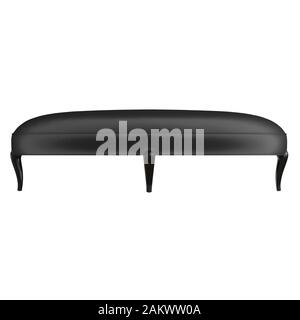 Black silk banquette with wooden legs on white background. 3d rendering Stock Photo