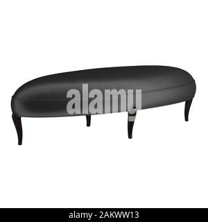 Black silk cloth banquette with wooden legs on white background. 3d rendering Stock Photo
