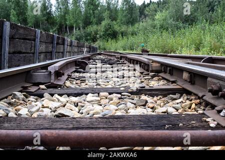 Train tracks in Alaska Stock Photo