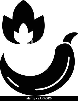 Hot pepper glyph icon. Red hot chili pepper. Fire pepperpod. Silhouette symbol. Negative space. Vector isolated illustration Stock Vector